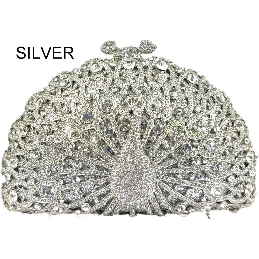 NEW Sparkling Bling Swarovski Crystal Rhinestone Peacock Clutch Bird Pur… - Picture 1 of 17